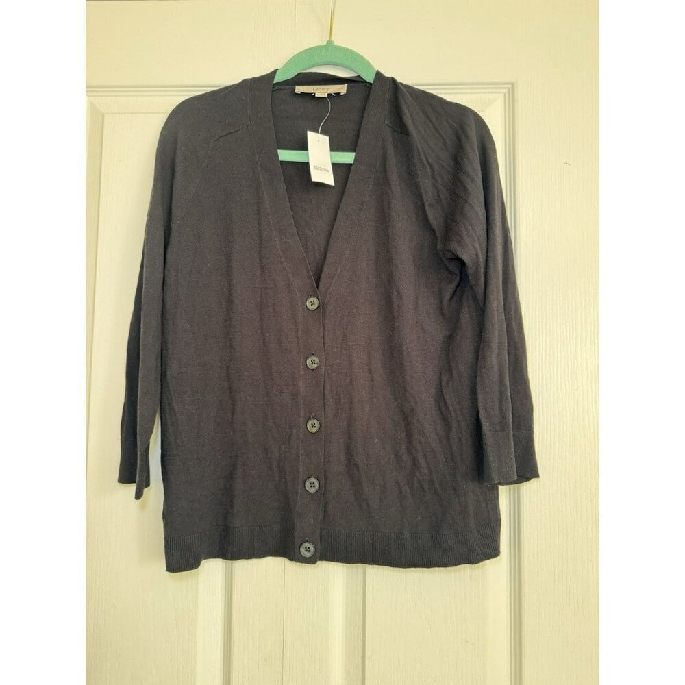 LOFT Black Button Front Cardigan Sweater Women’s M Lightweight Knit
